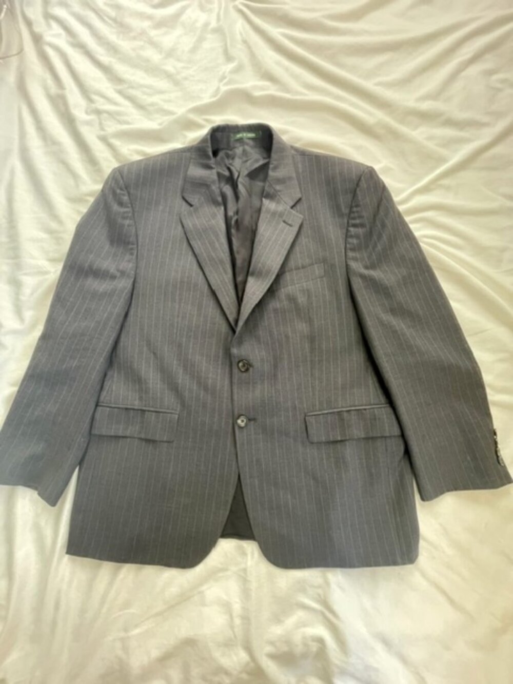 The Lauren Ralph Lauren Men's Wool Pinstripe Suit Jacket Blazer in Gray, Size 42